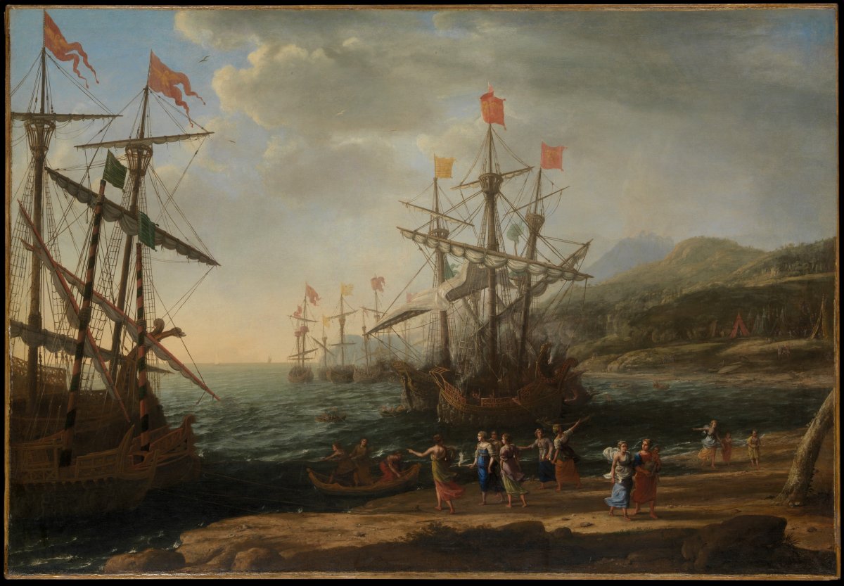 The Trojan Women Setting Fire to Their Fleet von Claude Lorrain (Claude Gellée)