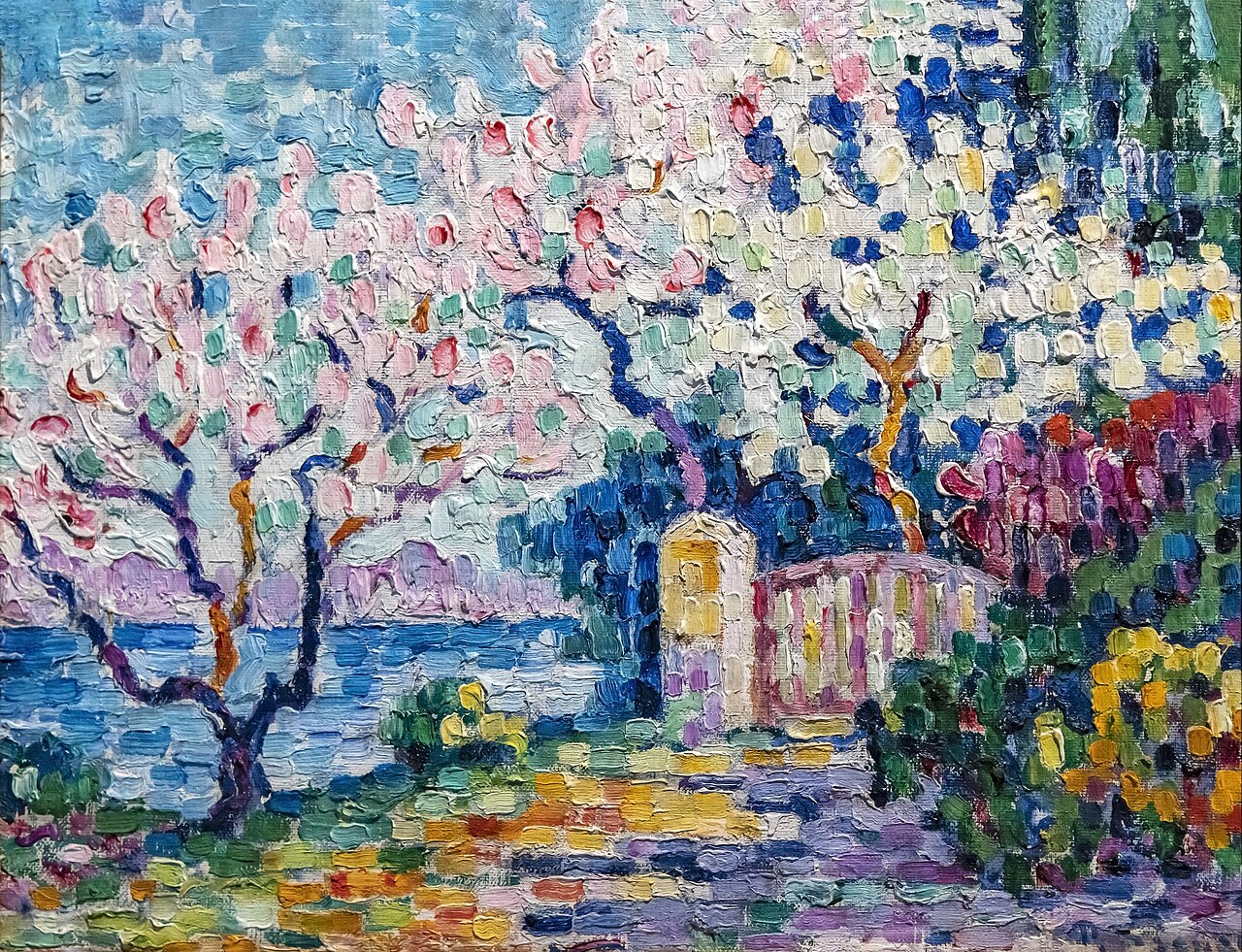 Bemberg Fondation Toulouse - Arbres (amandiers) en fleurs 1896 - Paul Signac 26 x 63.6 von Didier Descouens