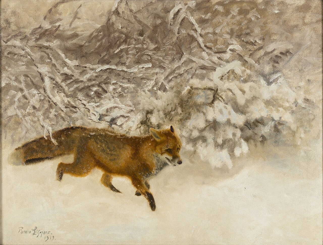 Bruno Liljefors - Fox in winter landscape 1919 von Bruno Liljefors
