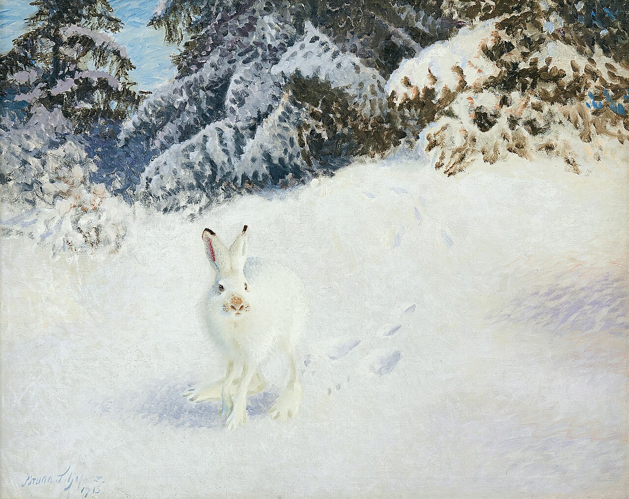 Hare in winter landscape von Bruno Liljefors