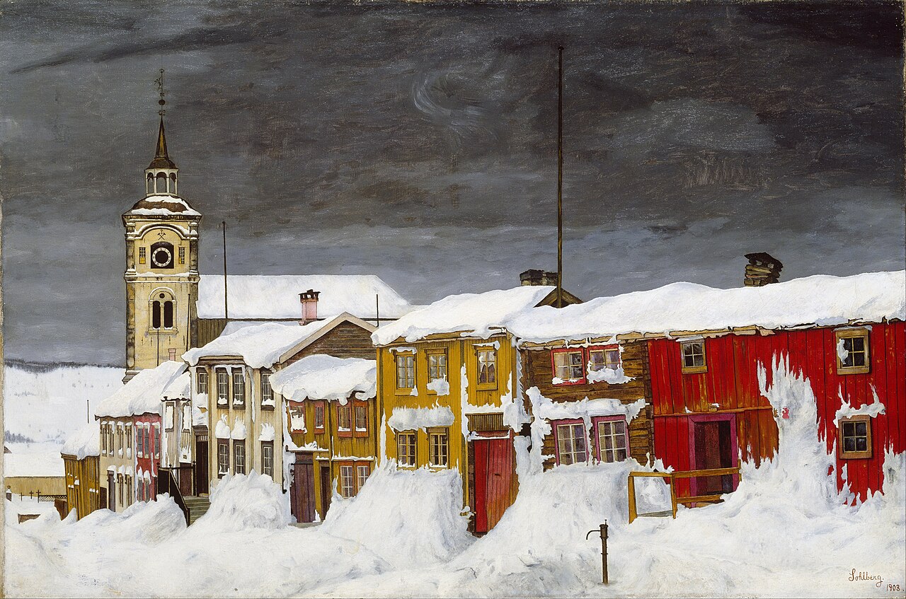 Street in Røros in Winter von Harald Sohlberg