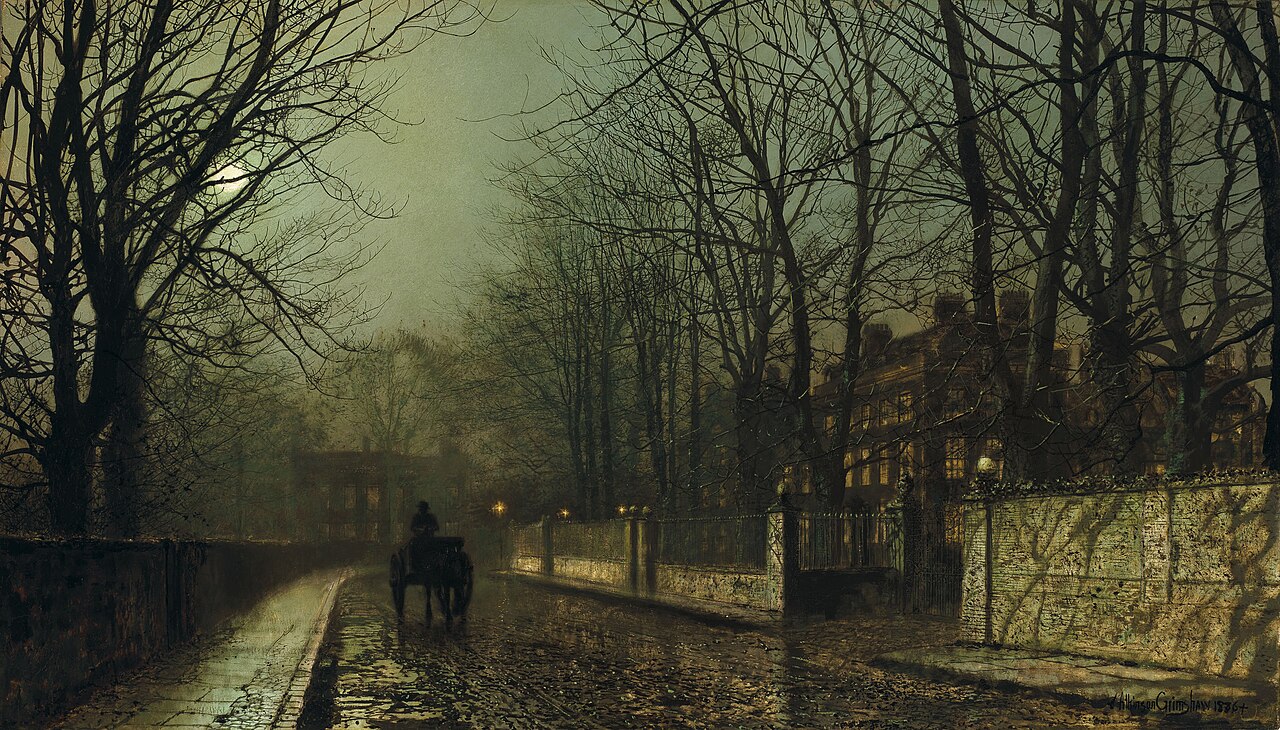 A Wet Moon, Putney Road von John Atkinson Grimshaw