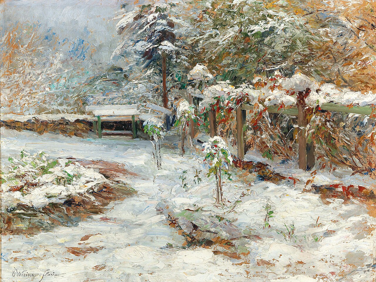 October snow, motiv from the garden of castle Hartenstein von Olga Wisinger-Florian