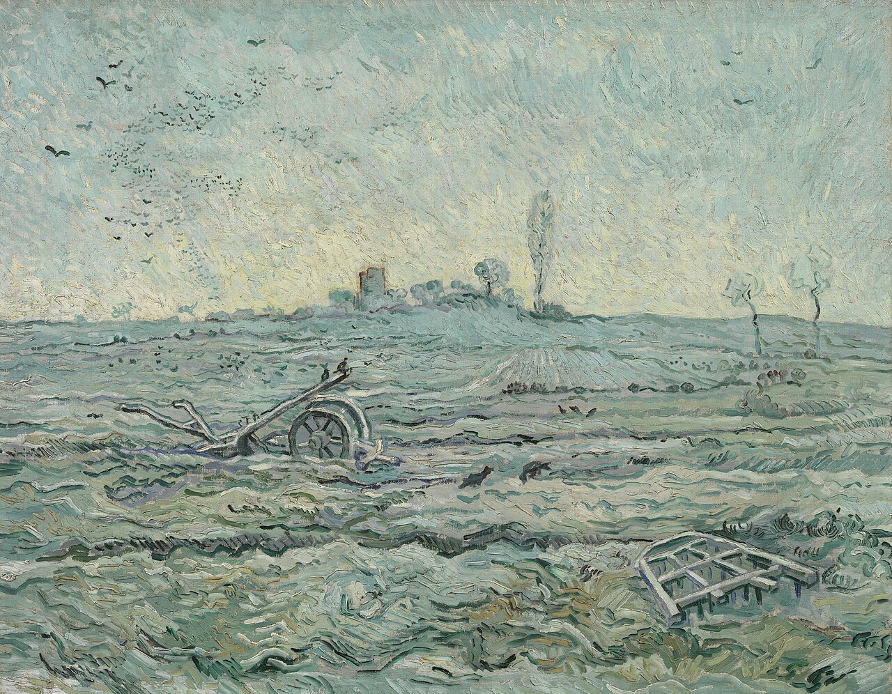 Snow-Covered Field with a Harrow (after Millet) von Vincent van Gogh