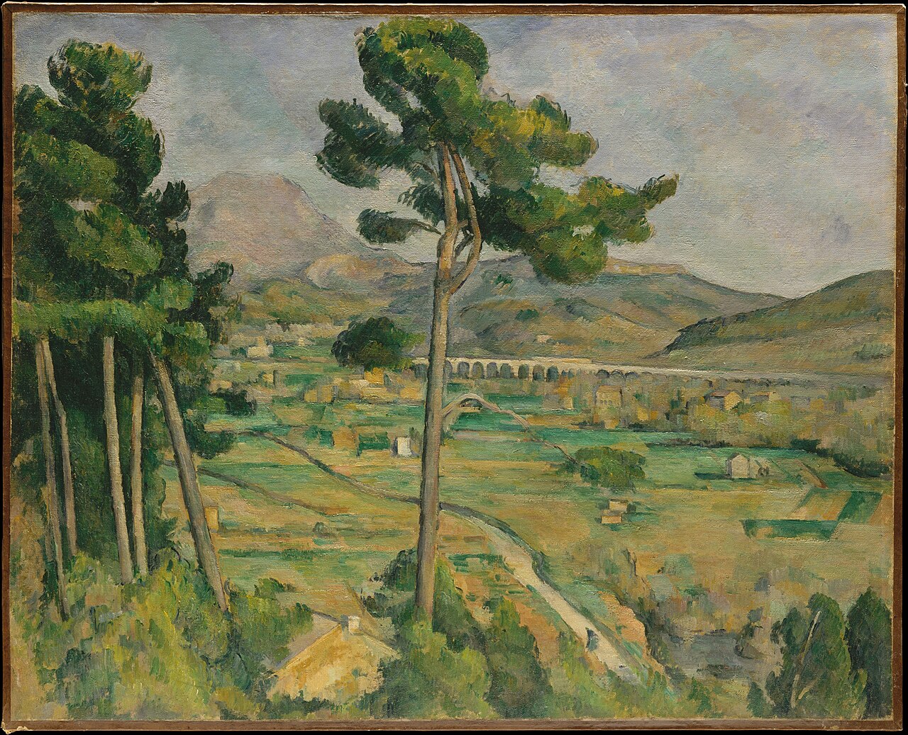 the Viaduct of the Arc River Valley and the Viaduct of the Arc River Valley", von Bellevue aus gesehen von Paul Cézanne