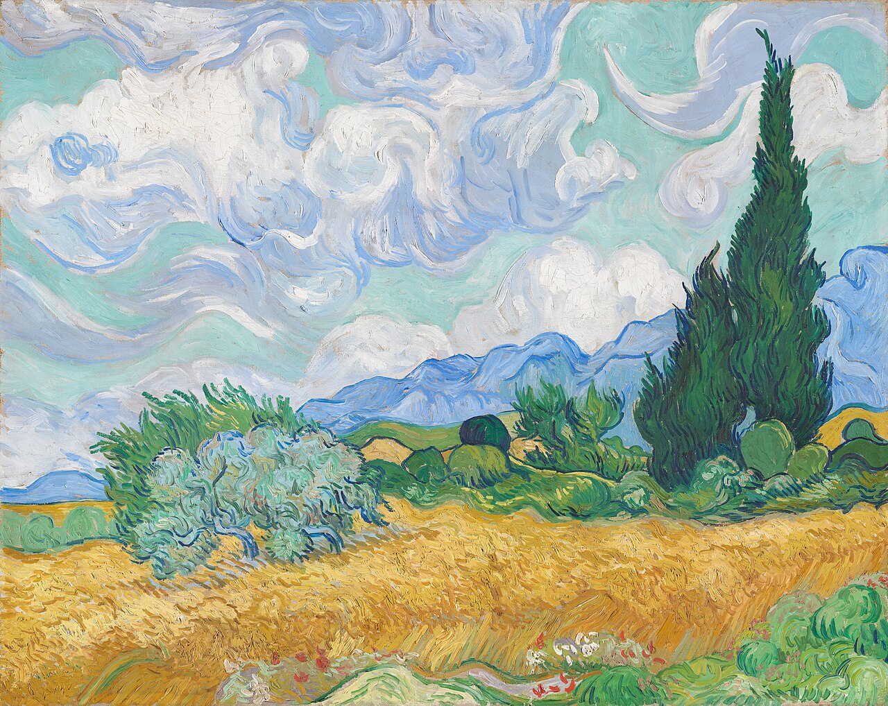 Wheat Field with Cypresses von Vincent van Gogh