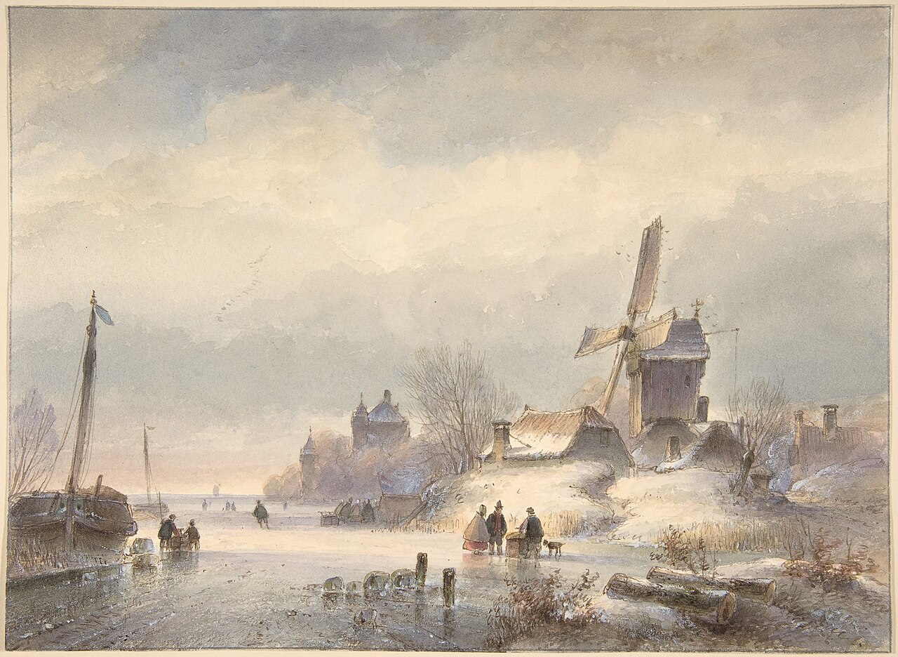 Winter Landscape with Frozen River von Lodewijk Johannes Kleijn