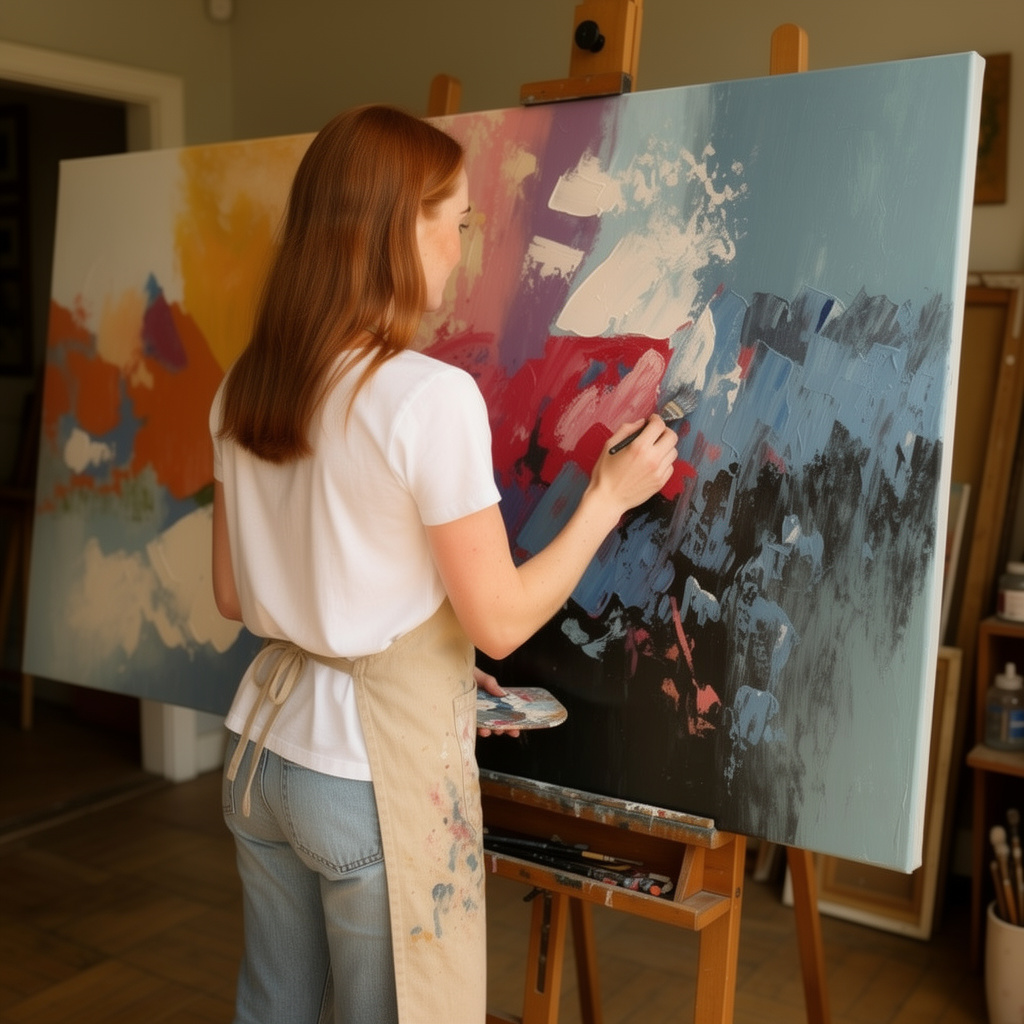 Detailarbeit am Gemälde